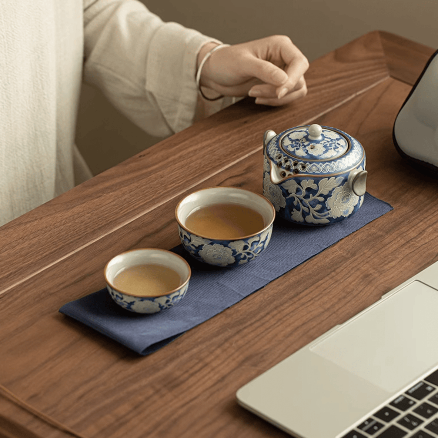 Blue & White Twin - Handled - Orient Cup