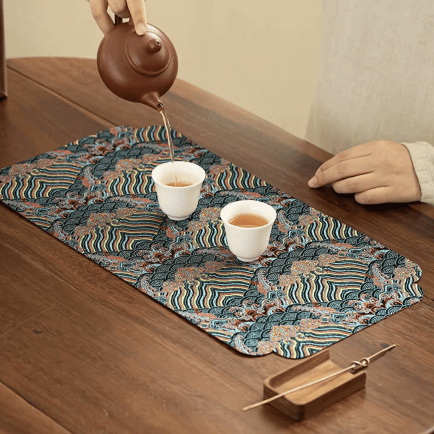 Wave - Embroidered Tea Coaster - Orient Cup