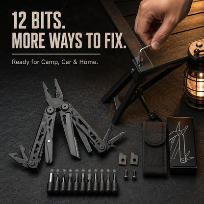 Multitool pliers with multi-bit set for everyday adjustments