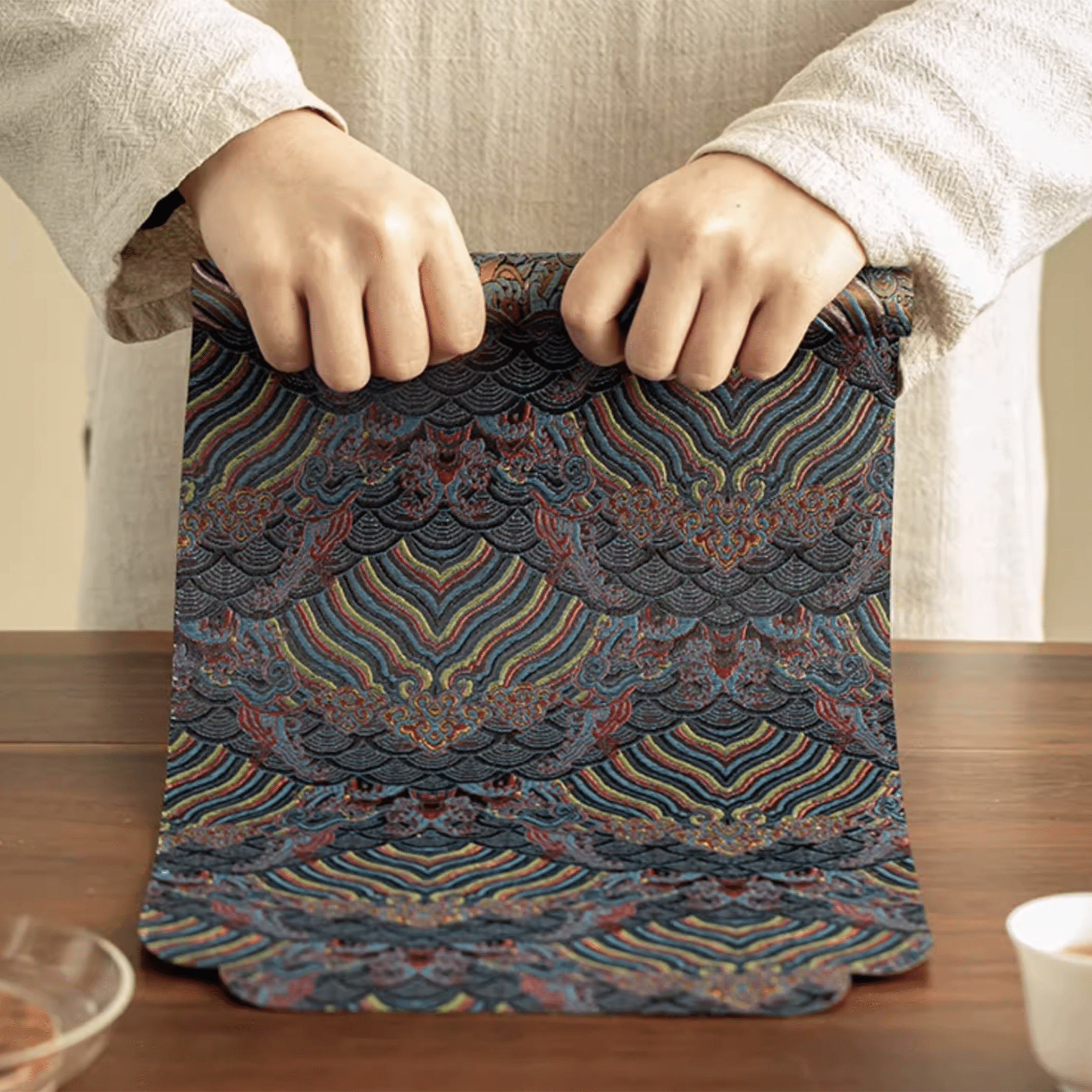Wave - Embroidered Tea Coaster - Orient Cup