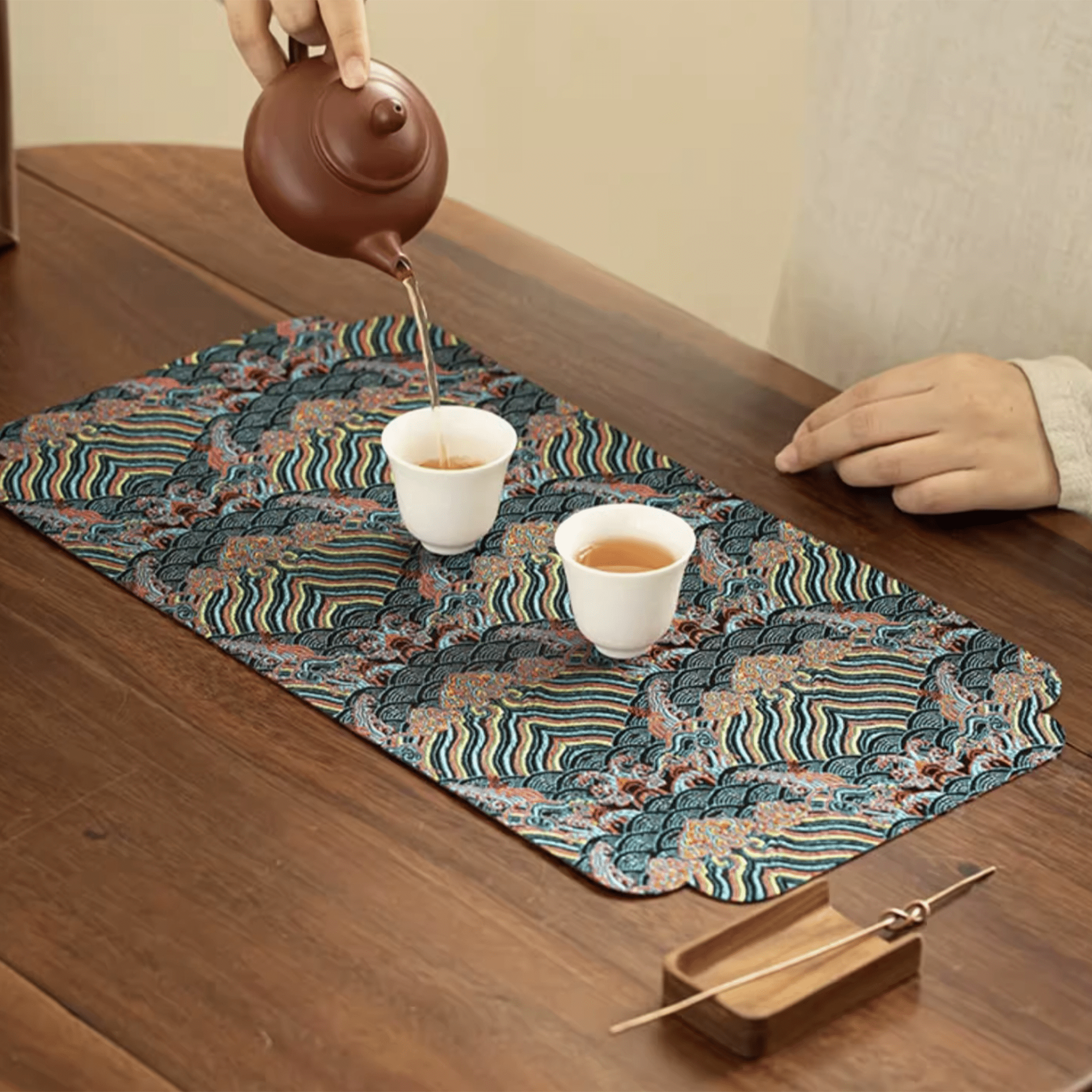 Wave - Embroidered Tea Coaster - Orient Cup